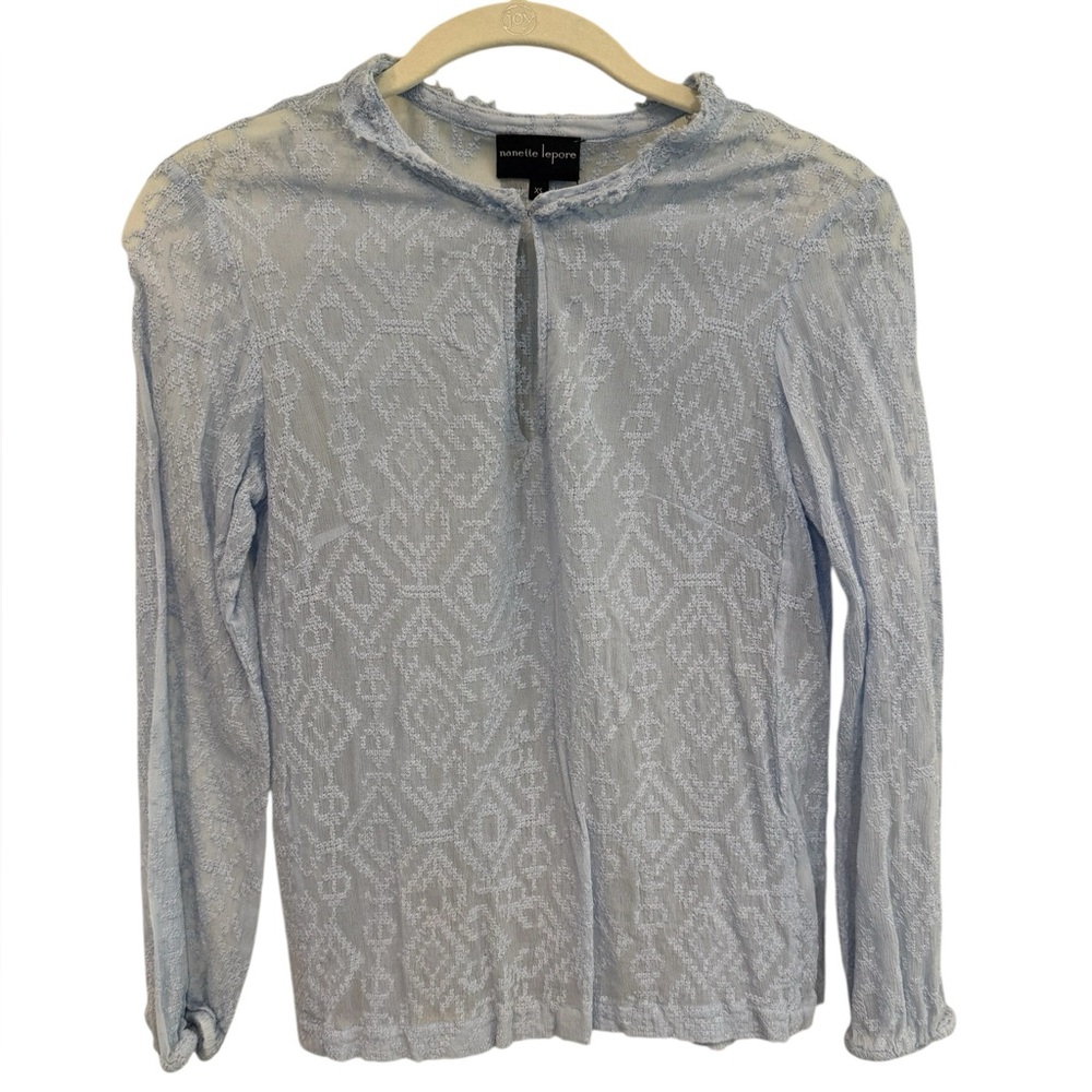 Nanette Lepore Pale Blue Lace-Texture Women's Blouse